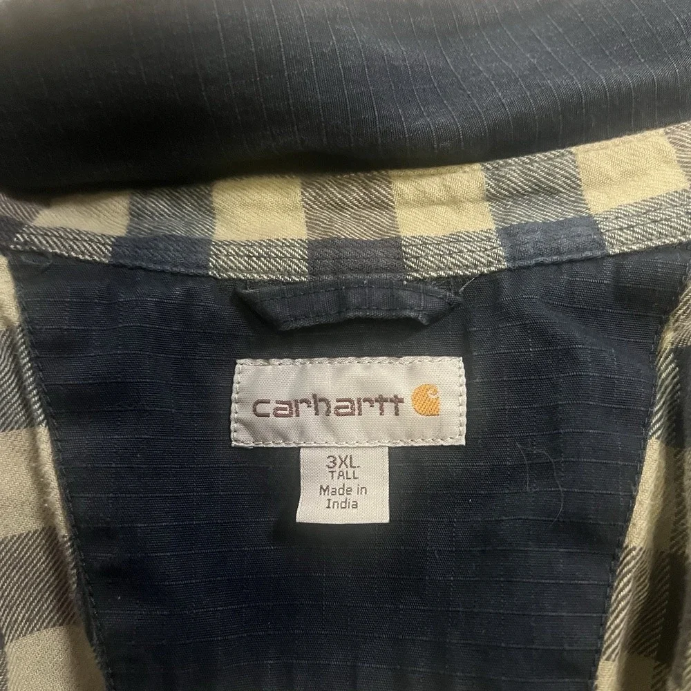Carhartt Shirt Jacket Mens 3XL Tall Ripstop Flannel Lined Snap Navy 104146 412